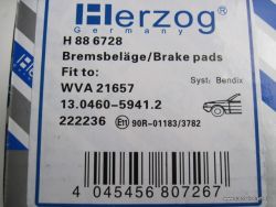 Bremsbel�ge vorne Nissan 100NX 1,6 von Herzog Germany