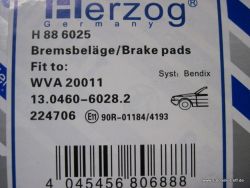 Bremsbel�ge vorne VW Transporter T2 T3 Herzog Germany