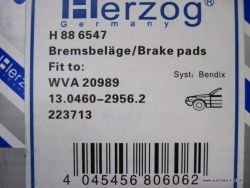 Bremsbel�ge vorne Peugeot 309 Herzog Germany