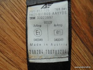 Sicherheitsgurt Gurt Gurtstraffer vorne links VW Sharan 7M Facel